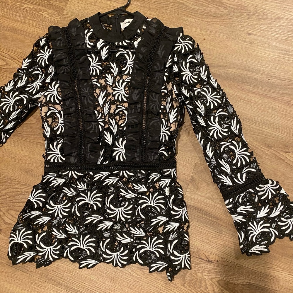 Black and white crochet top